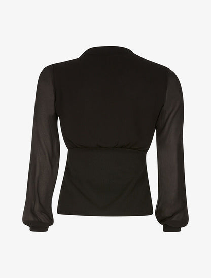 Top bimatière coeur croisé - noir - 2
