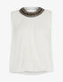 Top voile col bijoux noir - Blanc - 1