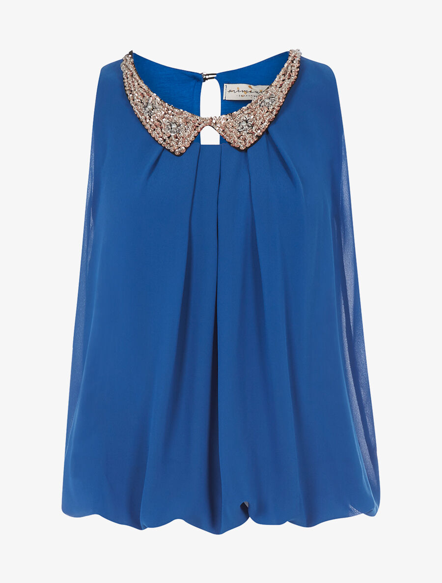 Top col claudine en strass - Bleu - 1