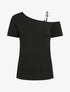 T-shirt à col rond à anneaux - Noir - 4