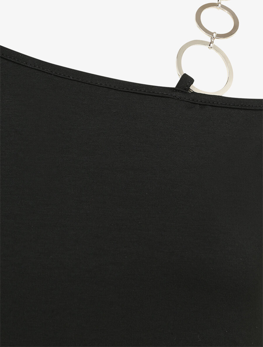 T-shirt à col rond à anneaux - Noir - 3
