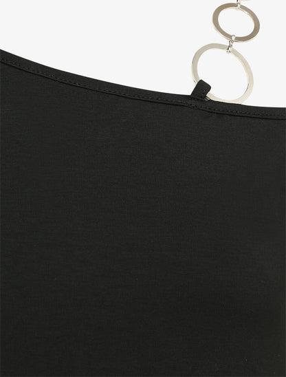 T-shirt à col rond à anneaux - Noir - 3