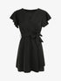 Robe patineuse courte à manches courtes volantées - Noir - 1