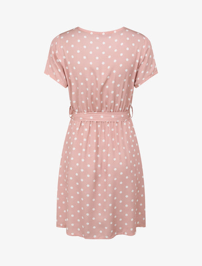 Robe courte portefeuille imprimé pois - Rose poudré - 2