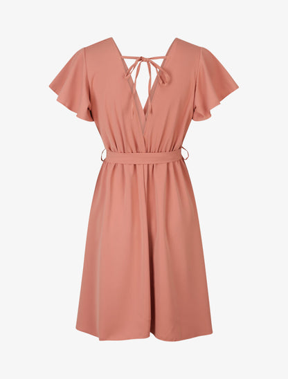 Robe fluide à encolure cache-coeur - Rose - 2