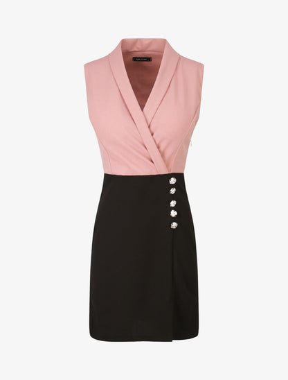Robe à col cache-coeur et bords fendu - Rose - 1