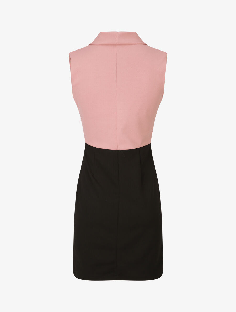 Robe à col cache-coeur et bords fendu - Rose - 2