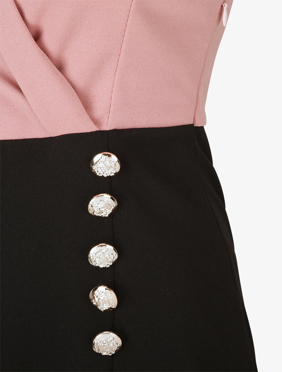 Robe à col cache-coeur et bords fendu - Rose - 3