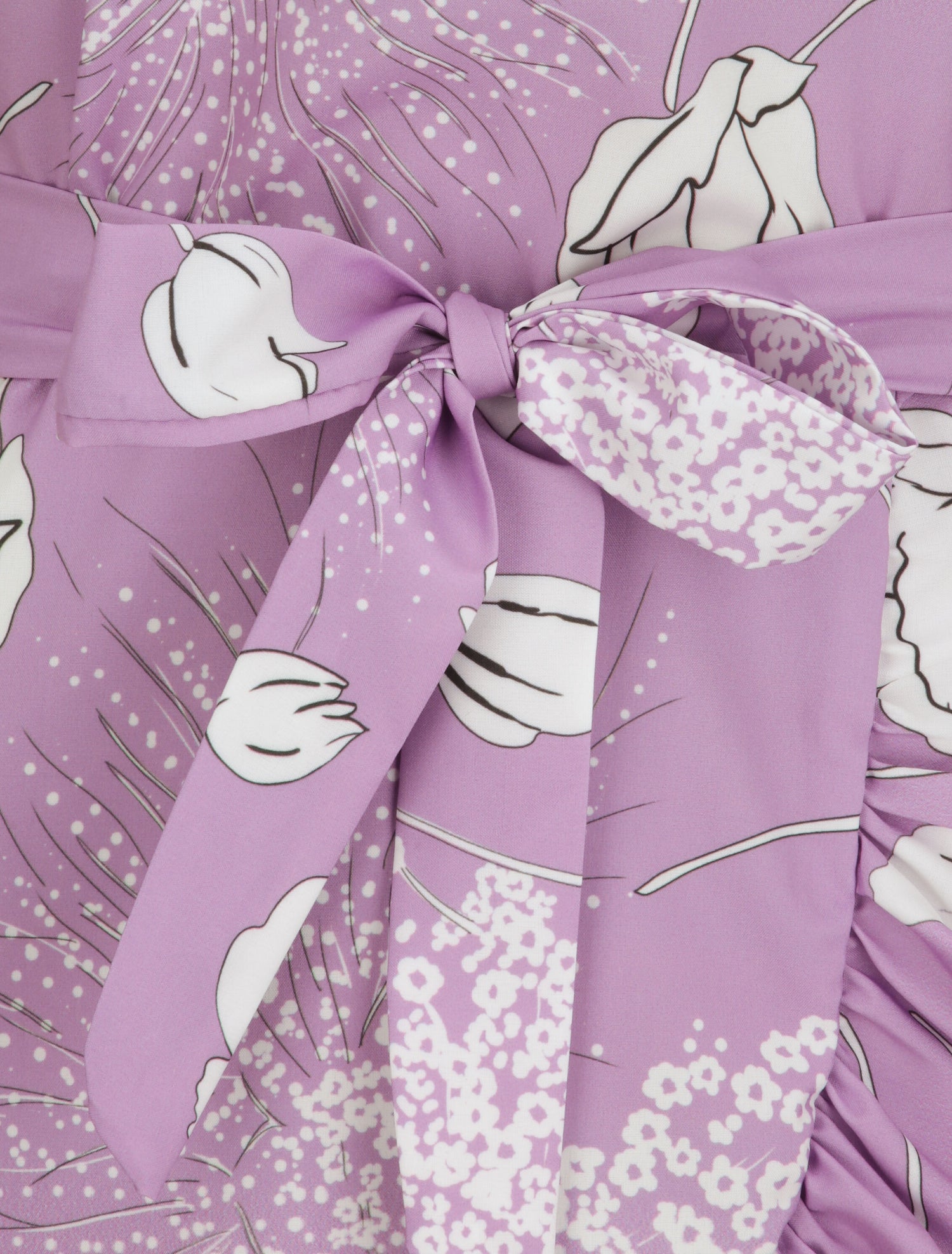 Robe imprimé fleurs sauvages à bords volantées style portefeuille - Lilas - 3