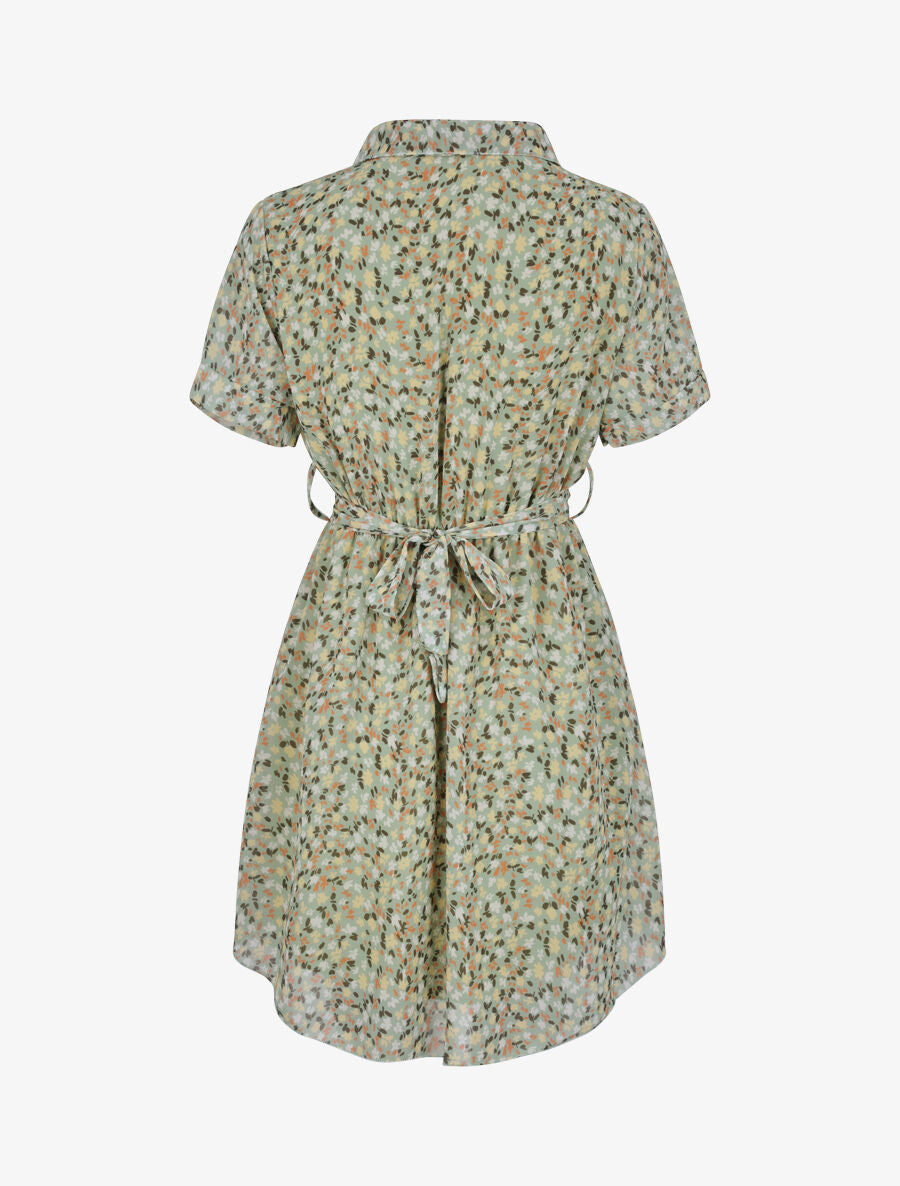 Robe patineuse courte imprimé floral - Vert clair - 2