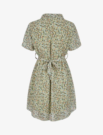 Robe patineuse courte imprimé floral - Vert clair - 2