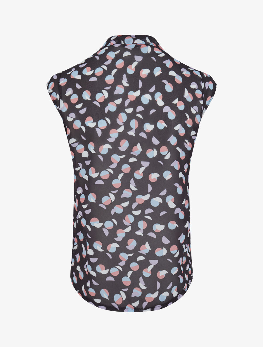 Top droit sans manches à imprimé pois stylisés - Noir - 3