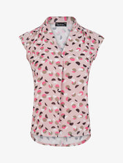 Top droit sans manches à imprimé pois stylisés - Rose poudré - 5