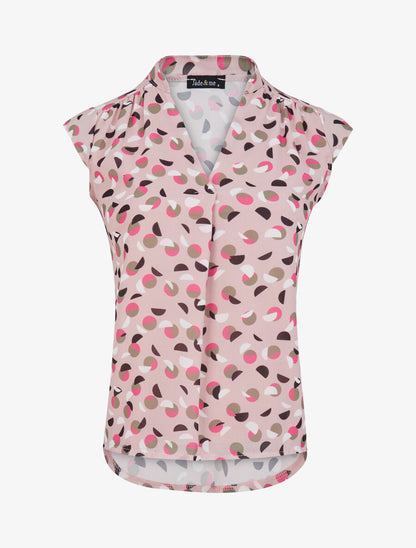 Top droit sans manches à imprimé pois stylisés - Rose poudré - 5