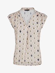 Top droit sans manches à imprimé mosaïque graphique - Beige - 4