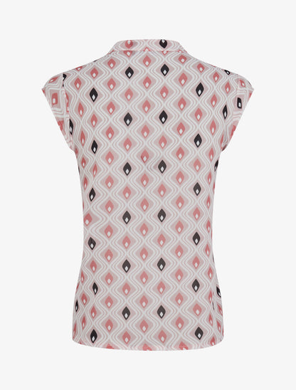 Top droit sans manches à imprimé mosaïque graphique - Rose - 2