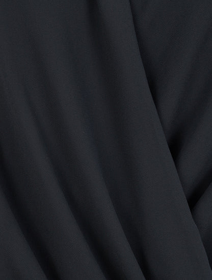 Blouse droite unie drapée - Noir - 3