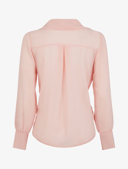 Blouse droite unie drapée - Rose poudré - 2