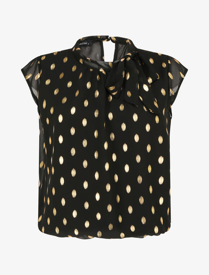 Top boule à pois stylisés et lamés - Noir - 1