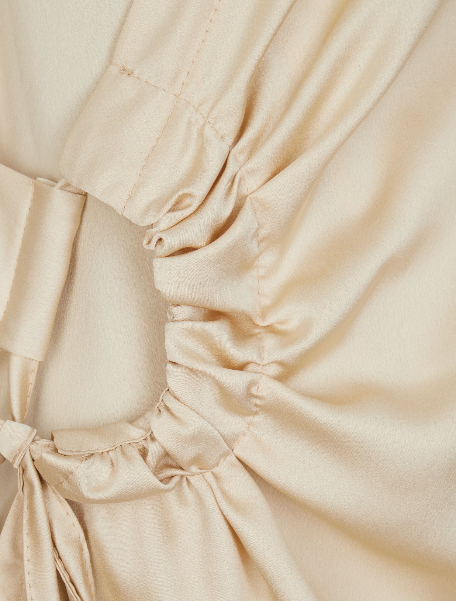 Blouse droite satinée à liens - Beige - 3