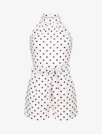 Combishort ajustée à pois - Blanc - 4