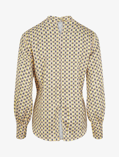 Blouse droite lavallière imprimé mosaïque - Jaune - 3
