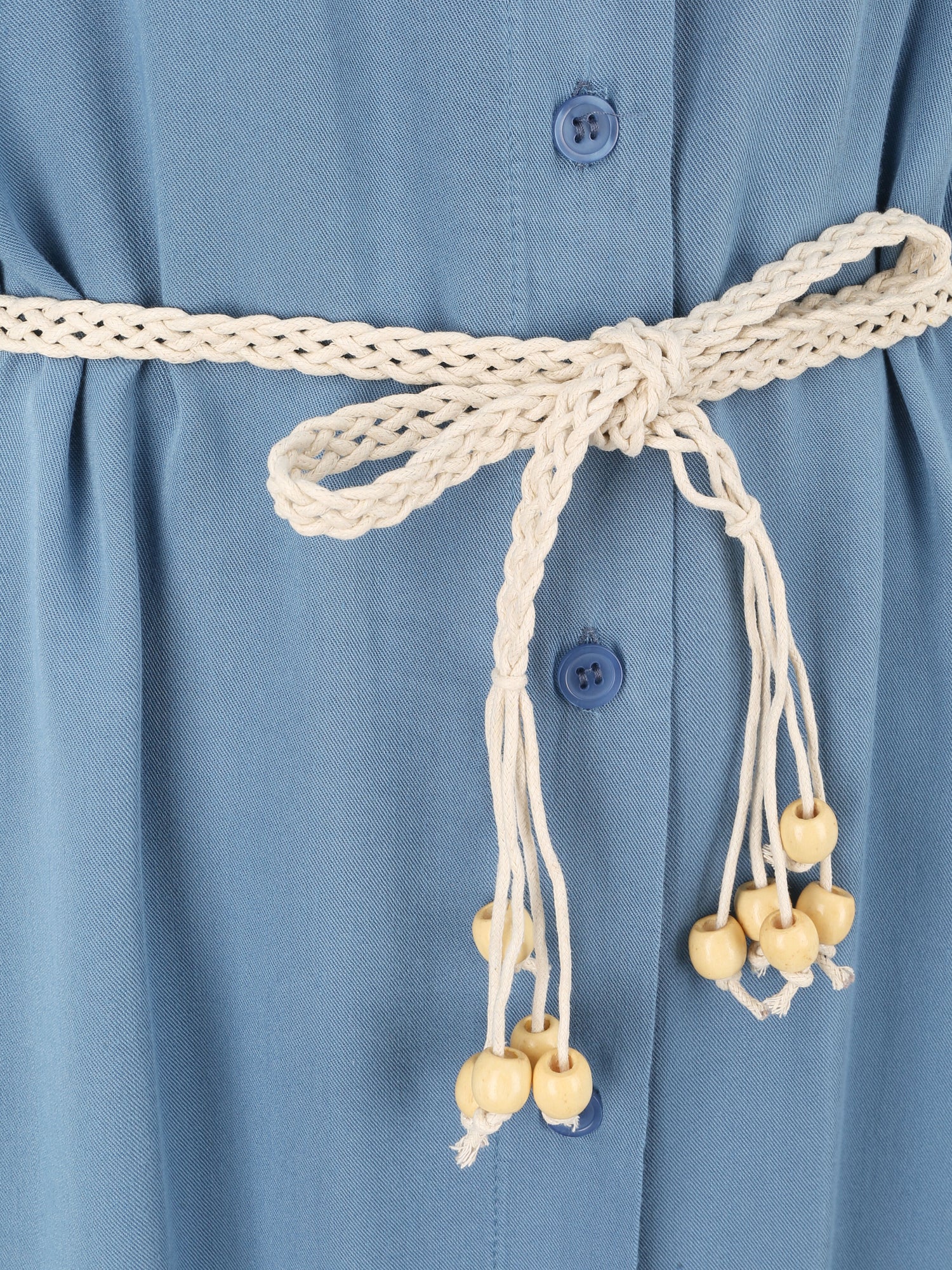 Robe chemise mi-longue unie sans manches - Bleu - 3