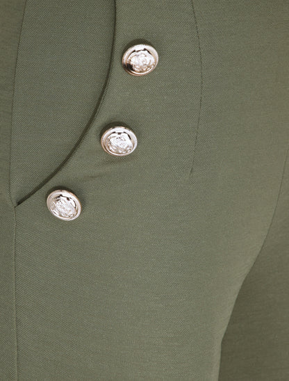 Pantalon à pont large et taille haute - Kaki - 3