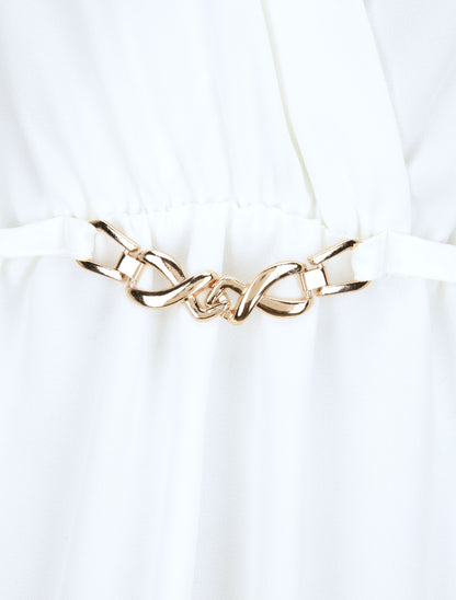 Top cache-coeur ajusté à ceinture décorative - Blanc - 3