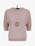 Top loose irisé manches 3/4 - Rose poudré - 1