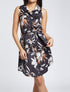 Robe chemise droite sans manches imprimé floral - Noir - 1