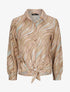 Chemise droite à nouer imprimé lignes stylisées - Camel - 5