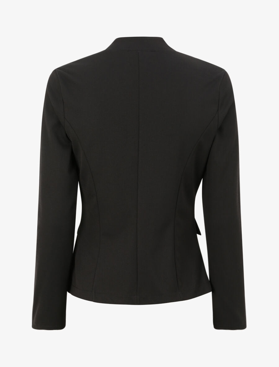 Veste droite unie à col mao - Noir - 2
