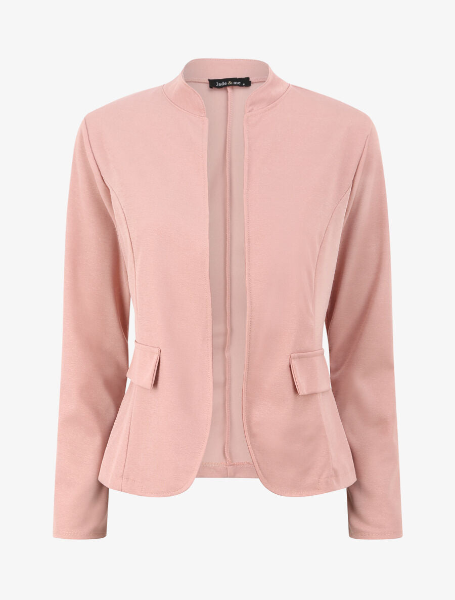 Veste droite unie à col mao - Rose - 1