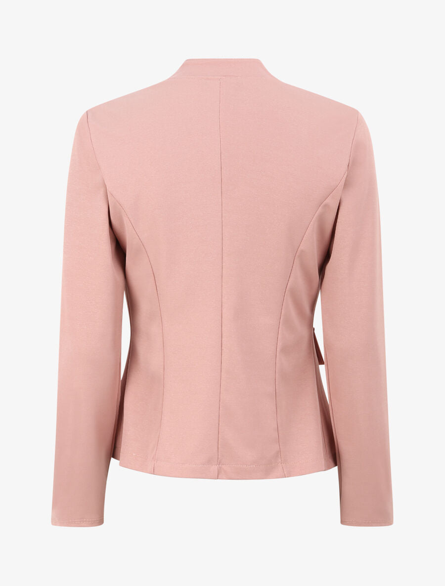 Veste droite unie à col mao - Rose - 2
