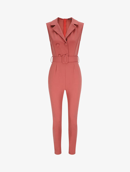 Combinaison carotte uni sans manches - Rose - 1