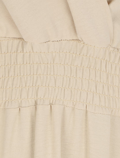 Robe longue cache-coeur à taille élastiquée - Beige - 3