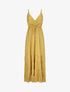 Robe longue à imprimé floral et bord volanté - Jaune moutarde - 5