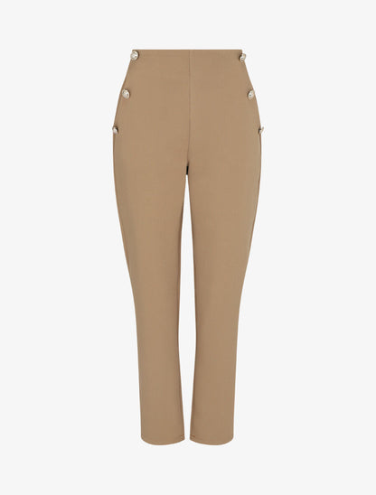 Pantalon slim à boutons stylisés - Camel - 1