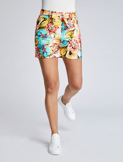 Short ample à imprimé fleurs tropicales - Blanc - 4