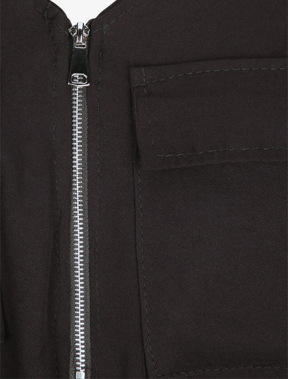 Combishort fluide unie à col zippé - Noir - 3