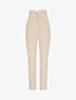 Pantalon slim taille haute à boutons dorés - Beige - 3