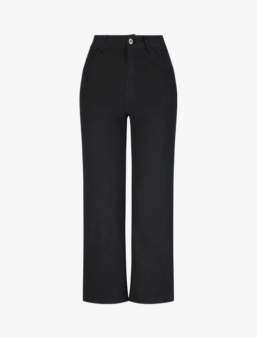 Pantalon 7/8 ample à taille haute - Noir - 1