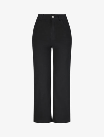 Pantalon 7/8 ample à taille haute - Noir - 1