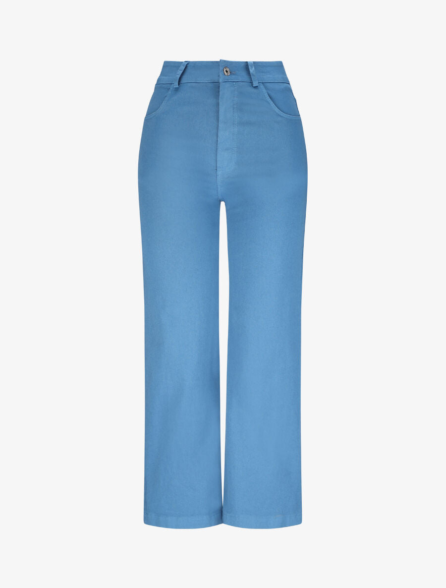 Pantalon 7/8 ample à taille haute - Bleu - 1