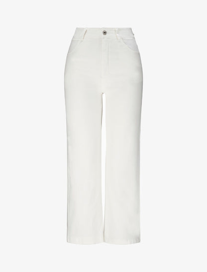 Pantalon 7/8 ample à taille haute - Écru - 1