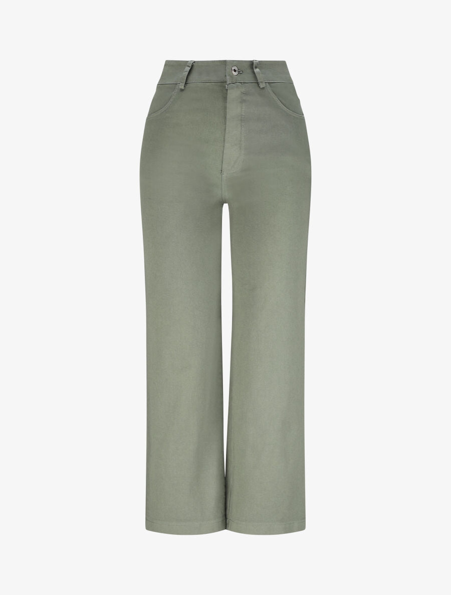 Pantalon 7/8 ample à taille haute - Kaki - 4