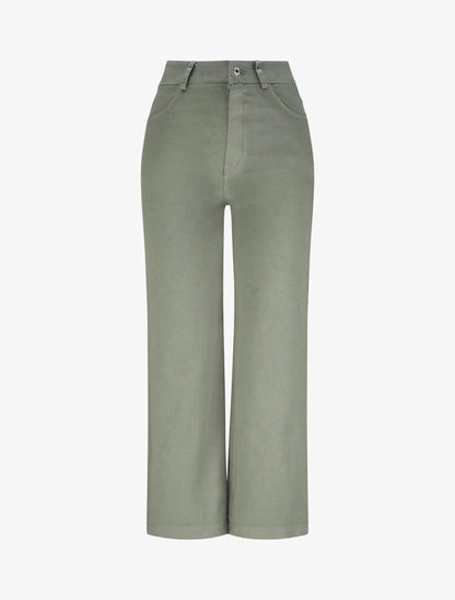 Pantalon 7/8 ample à taille haute - Kaki - 4