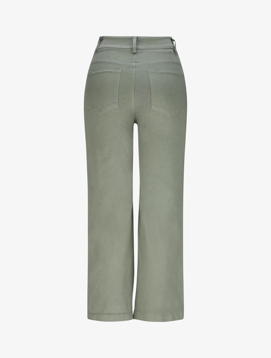 Pantalon 7/8 ample à taille haute - Kaki - 2
