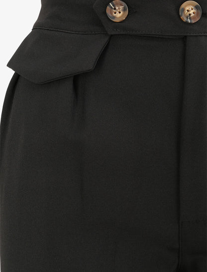 Pantalon carotte taille haute uni - Noir - 3